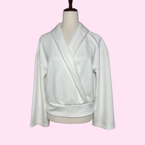 SPANX New Airessentials Wrap Top Blouse White LARGE Women Pullover coquette soft